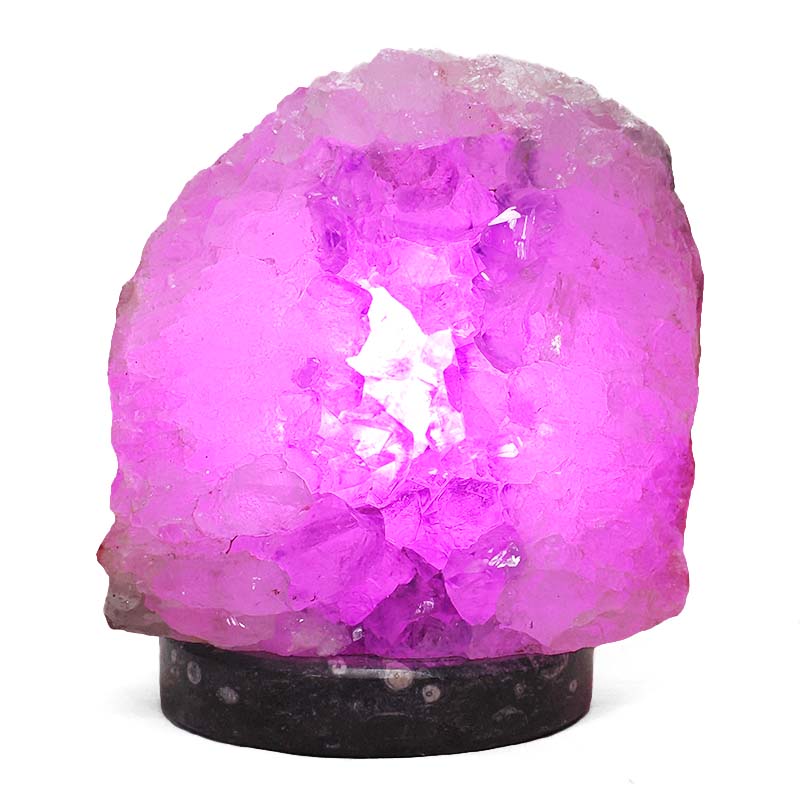 7.59kg Amethyst Lamp on Orthoseras Base - Purple LED Bulb DS2914 4 Amethyst Lamp on Orthoseras Base - Purple LED Bulb DS2914 | Crystal Factory