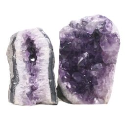 Amethyst Polished Crystal Geode Specimen Set 2 Pieces DN2127 | Crystal Factory