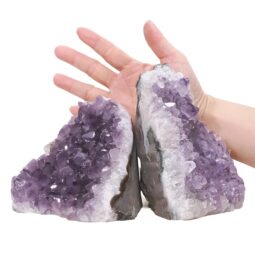 Amethyst Polished Crystal Geode Specimen Set 2 Pieces DN2128 | Crystal Factory