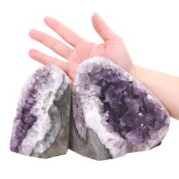 Amethyst Polished Crystal Geode Specimen Set 2 Pieces DN2130 | Crystal Factory