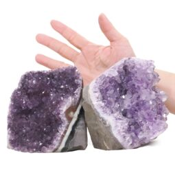 Amethyst Polished Crystal Geode Specimen Set 2 Pieces DN2133 | Crystal Factory