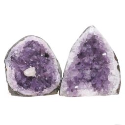 Amethyst Polished Crystal Geode Specimen Set 2 Pieces DN2135 | Crystal Factory