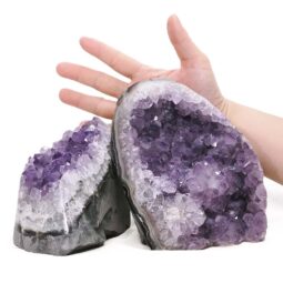 Amethyst Polished Crystal Geode Specimen Set 2 Pieces DV323 | Crystal Factory