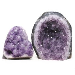 Amethyst Polished Crystal Geode Specimen Set 2 Pieces DV325 | Crystal Factory