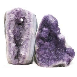 Amethyst Polished Crystal Geode Specimen Set 2 Pieces DV338 | Crystal Factory