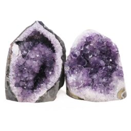 Amethyst Polished Crystal Geode Specimen Set 2 Pieces DV339 | Crystal Factory