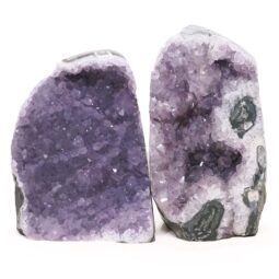 Amethyst Polished Crystal Geode Specimen Set 2 Pieces DV340 | Crystal Factory