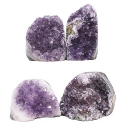 Amethyst Polished Crystal Geode Specimen Set 4 Pieces DK1154 | Crystal Factory