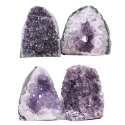 Amethyst Polished Crystal Geode Specimen Set 4 Pieces DK1156 | Crystal Factory