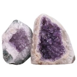 Amethyst Polished Crystal Geode Specimen Set 2 Pieces DV335 | Crystal Factory