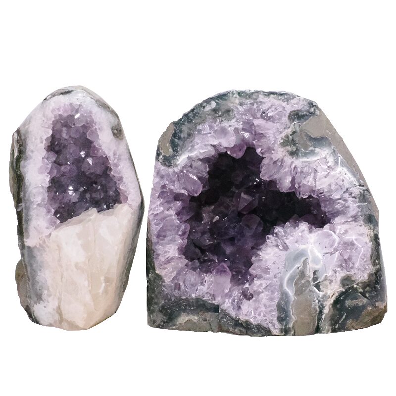 2.7kg Amethyst Polished Crystal Geode Specimen Set 2 Pieces DV336 3 Amethyst Polished Crystal Geode Specimen Set 2 Pieces DV336 | Crystal Factory