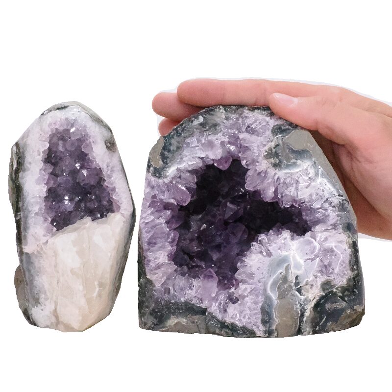 2.7kg Amethyst Polished Crystal Geode Specimen Set 2 Pieces DV336 4 Amethyst Polished Crystal Geode Specimen Set 2 Pieces DV336 | Crystal Factory