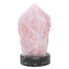 Rose Quartz Point Lamp with Ancient Fossil Orthoceras Base | Crystal Factory