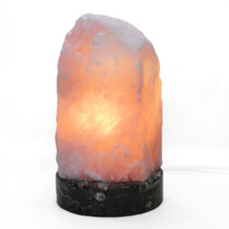 Rose Quartz Rough Lamp with Ancient Fossil Orthoceras Base 9