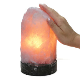 Rose Quartz Rough Lamp with Ancient Fossil Orthoceras Base 11