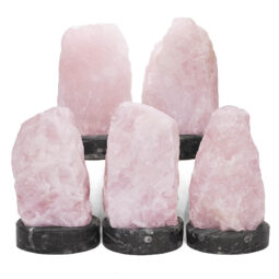 Rose Quartz Rough Lamp with Ancient Fossil Orthoceras Base 7