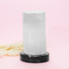 Selenite Lamp with Ancient Fossil Orthoceras Base 15cm | Crystal Factory