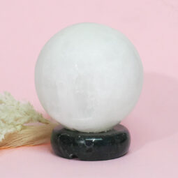 Selenite Sphere Lamp Marble Base – Energy Efficient | Crystal Factory