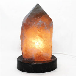 Smoky Quartz Point Lamp with Ancient Fossil Orthoceras Base | Crystal Factory