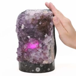 3.31kg Amethyst Lamp on Orthoseras Base - Purple LED Bulb DS2920 7 Amethyst Lamp on Orthoseras Base - Purple LED Bulb DS2920 | Crystal Factory