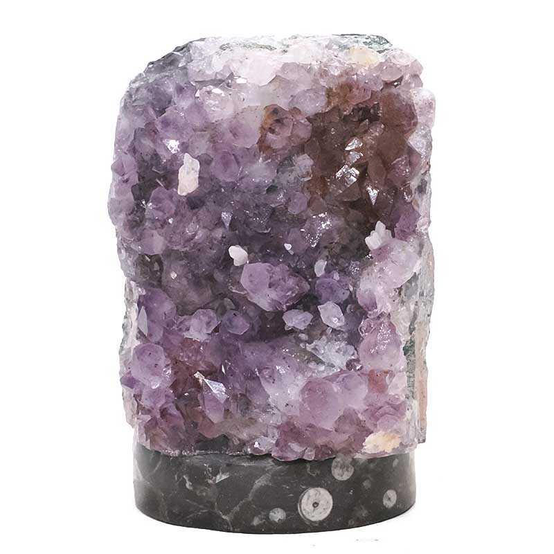 3.31kg Amethyst Lamp on Orthoseras Base - Purple LED Bulb DS2920 3 Amethyst Lamp on Orthoseras Base - Purple LED Bulb DS2920 | Crystal Factory