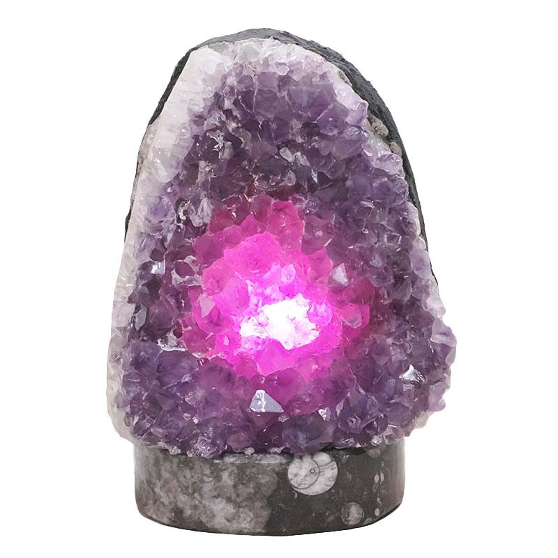 3.76kg Amethyst Lamp on Orthoseras Base - Purple LED Bulb DS2921 4 Amethyst Lamp on Orthoseras Base - Purple LED Bulb DS2921 | Crystal Factory
