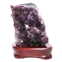 Amethyst Lamp on Wooden Base – Purple LED Bulb DB735 | Crystal Factory