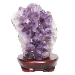 Amethyst Lamp on Wooden Base – Purple LED Bulb DB736 | Crystal Factory