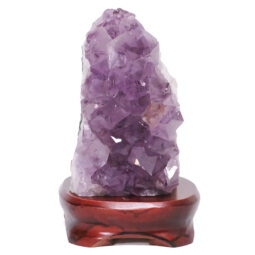 Amethyst Lamp on Wooden Base – Purple LED Bulb DB737 | Crystal Factory