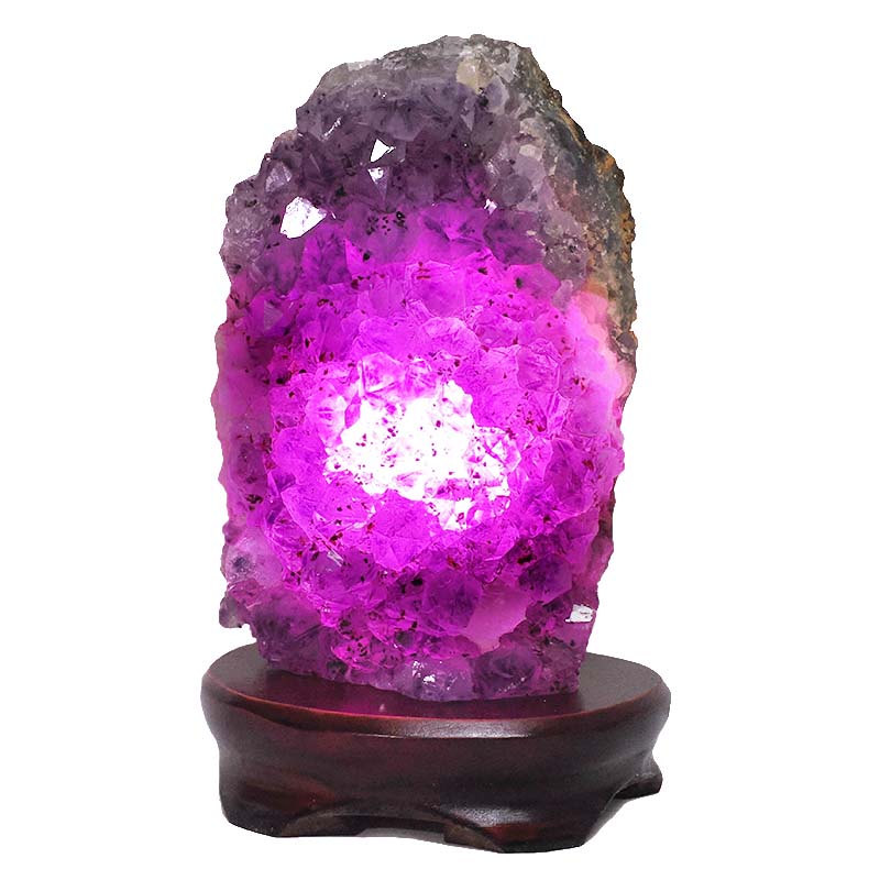 2.39kg Amethyst Lamp on Wooden Base - Purple LED Bulb DB738 4 Amethyst Lamp on Wooden Base – Purple LED Bulb DB738 | Crystal Factory