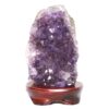 Amethyst Lamp on Wooden Base – Purple LED Bulb DB738 | Crystal Factory