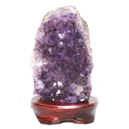 Amethyst Lamp on Wooden Base – Purple LED Bulb DB738 | Crystal Factory