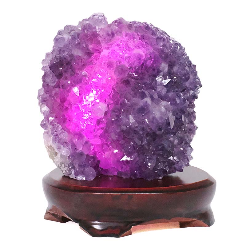 2.48kg Amethyst Lamp on Wooden Base - Purple LED Bulb DB739 4 Amethyst Lamp on Wooden Base – Purple LED Bulb DB739 | Crystal Factory