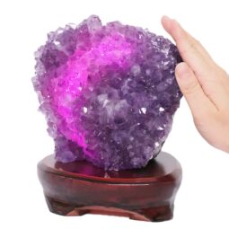 2.48kg Amethyst Lamp on Wooden Base - Purple LED Bulb DB739 7 Amethyst Lamp on Wooden Base – Purple LED Bulb DB739 | Crystal Factory