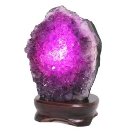 2.48kg Amethyst Lamp on Wooden Base - Purple LED Bulb DB740 6 Amethyst Lamp on Wooden Base – Purple LED Bulb DB740 | Crystal Factory