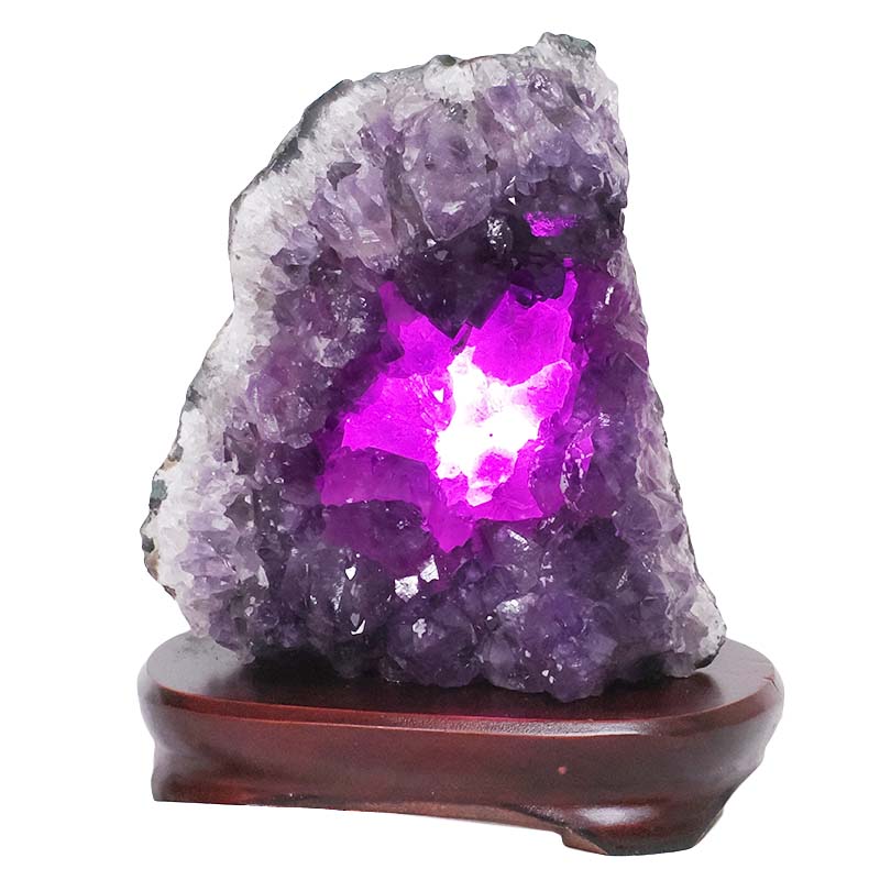4.54kg Amethyst Lamp on Wooden Base - Purple LED Bulb DB741 5 Amethyst Lamp on Wooden Base – Purple LED Bulb DB741 | Crystal Factory