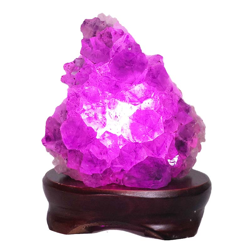 1.72kg Amethyst Lamp on Wooden Base - Purple LED Bulb DB742 4 Amethyst Lamp on Wooden Base – Purple LED Bulb DB742 | Crystal Factory