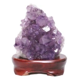 Amethyst Lamp on Wooden Base – Purple LED Bulb DB742 | Crystal Factory