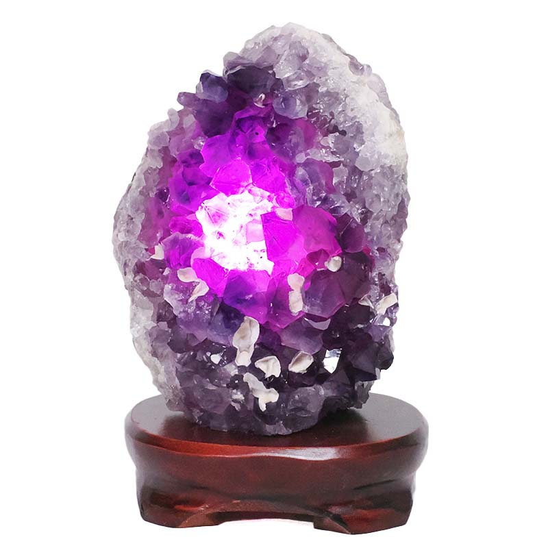 2.94kg Amethyst Lamp on Wooden Base - Purple LED Bulb DB743 5 Amethyst Lamp on Wooden Base – Purple LED Bulb DB743 | Crystal Factory