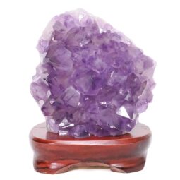 Amethyst Lamp on Wooden Base – Purple LED Bulb DB744 | Crystal Factory
