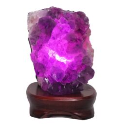 2.46kg Amethyst Lamp on Wooden Base - Purple LED Bulb DB745 6 Amethyst Lamp on Wooden Base – Purple LED Bulb DB745 | Crystal Factory