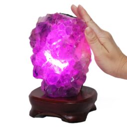 2.46kg Amethyst Lamp on Wooden Base - Purple LED Bulb DB745 7 Amethyst Lamp on Wooden Base – Purple LED Bulb DB745 | Crystal Factory