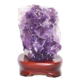 Amethyst Lamp on Wooden Base – Purple LED Bulb DB745 | Crystal Factory