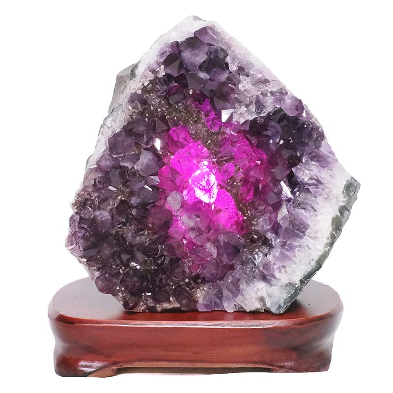 5.98kg Amethyst Lamp on Wooden Base - Purple LED Bulb DB746 4 Amethyst Lamp on Wooden Base – Purple LED Bulb DB746 | Crystal Factory