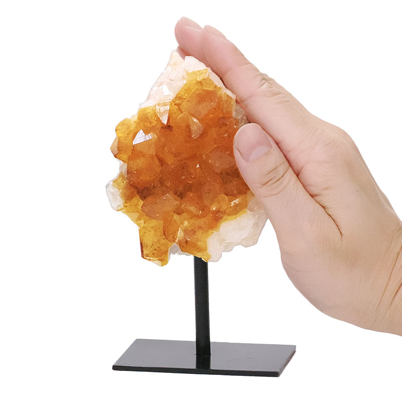 Citrine Cluster on Rectangle Metal Stand 7 Citrine Cluster on Rectangle Metal Stand | Crystal Factory