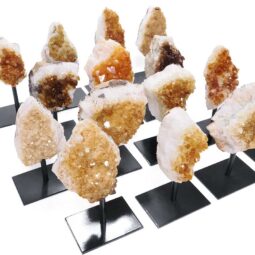 Citrine Cluster on Rectangle Metal Stand 10 Citrine Cluster on Rectangle Metal Stand | Crystal Factory