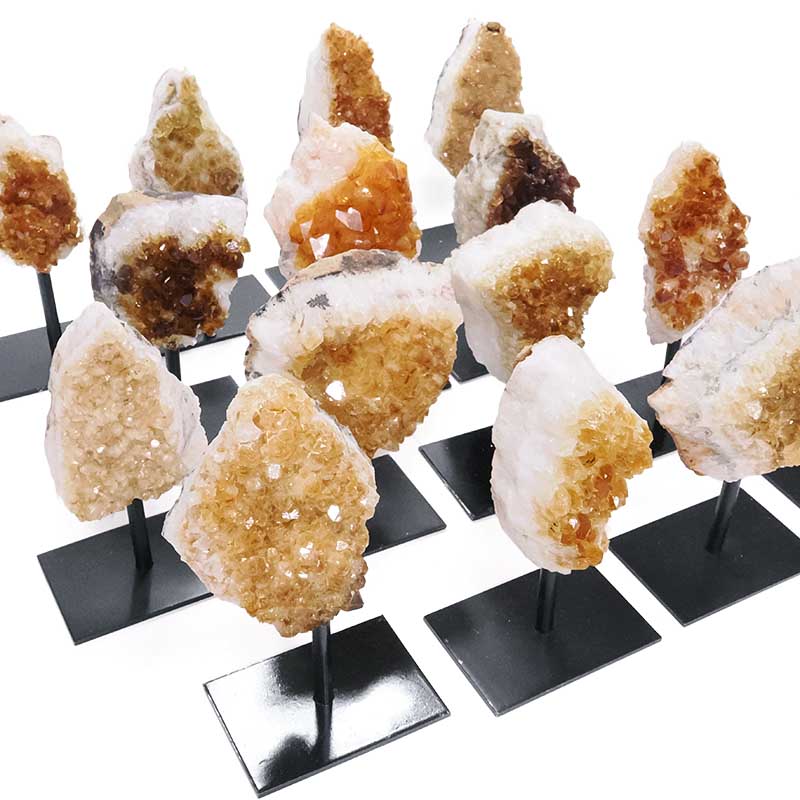 Citrine Cluster on Rectangle Metal Stand 6 Citrine Cluster on Rectangle Metal Stand | Crystal Factory