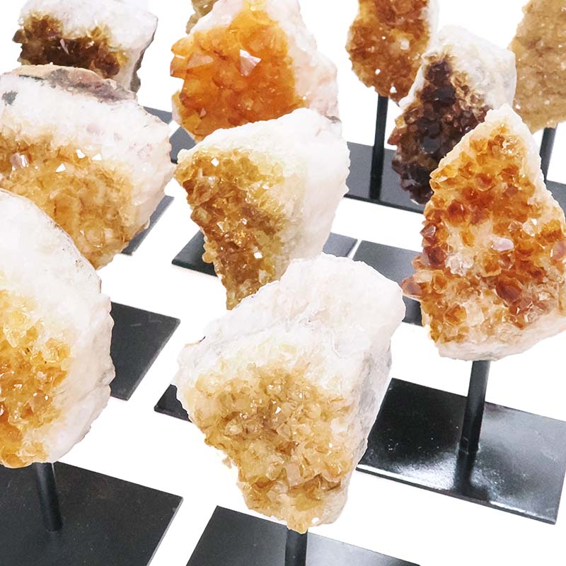 Citrine Cluster on Rectangle Metal Stand 4 Citrine Cluster on Rectangle Metal Stand | Crystal Factory