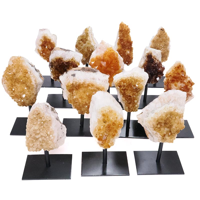 Citrine Cluster on Rectangle Metal Stand 5 Citrine Cluster on Rectangle Metal Stand | Crystal Factory