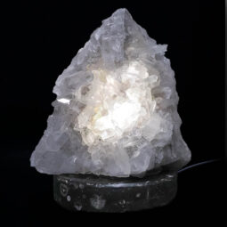 Clear Quartz Druze Lamp on Orthoseras Base – White LED Bulb N2223 | Crystal Factory